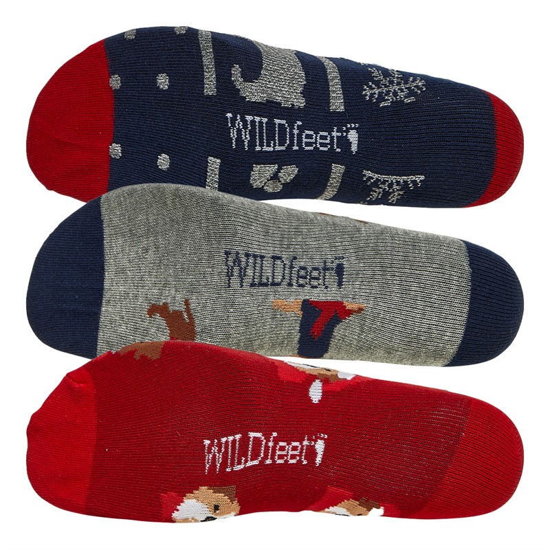 Wildfeet Mens Dogs In Christmas Hats Three Pack Socks Boxed Gift Set Assorted