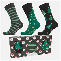 Wildfeet Mens Christmas Trees Three Pack Bamboo Socks With Gift Box Assorted