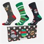 Wildfeet Mens Santa In Glasses Three Pack Bamboo Socks With Gift Box Assorted