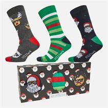 Wildfeet Mens Santa In Glasses Three Pack Bamboo Socks With Gift Box Assorted