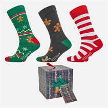 Wildfeet Mens Gingerbread Men Three Pack Socks With Gift Box Assorted