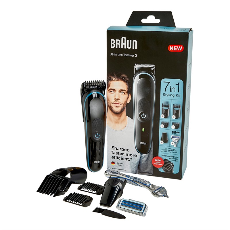 Braun Mens All-In-One Trimmer 3 With 7-In-1 Styling Set Multi