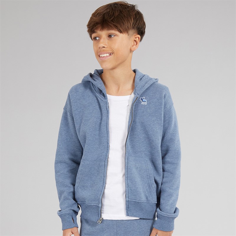 Abercrombie & Fitch Boys Essentials Full Zip Hoodie Vintage Indigo Heather Anf Vintage Indigo Heather