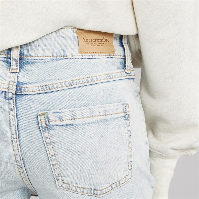 Abercrombie & Fitch Girls High Rise 90's Straight Leg Jeans Cumulus