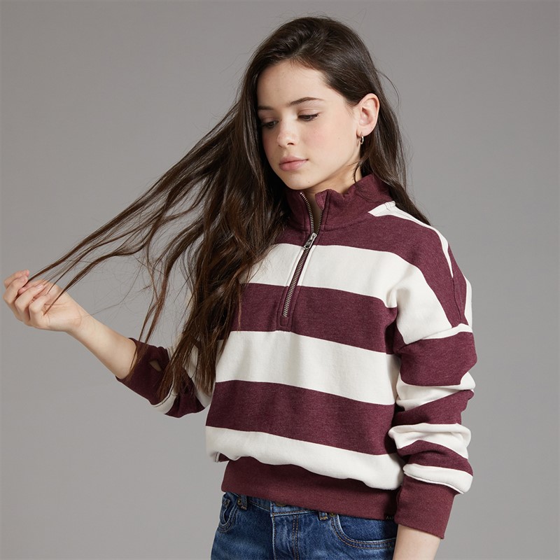 Abercrombie & Fitch Girls Quarter Zip Preppy Sweatshirt Fig