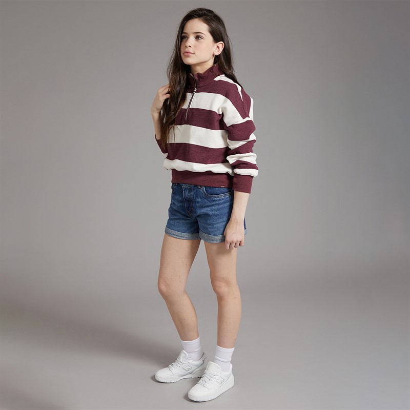 Abercrombie & Fitch Girls Quarter Zip Preppy Sweatshirt Fig