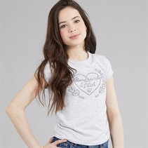 Abercrombie & Fitch Girls Laurel Heart T-Shirt Anf Light Grey Heather