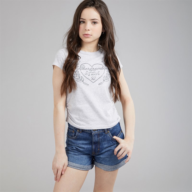 Abercrombie & Fitch Girls Laurel Heart T-Shirt Anf Light Grey Heather