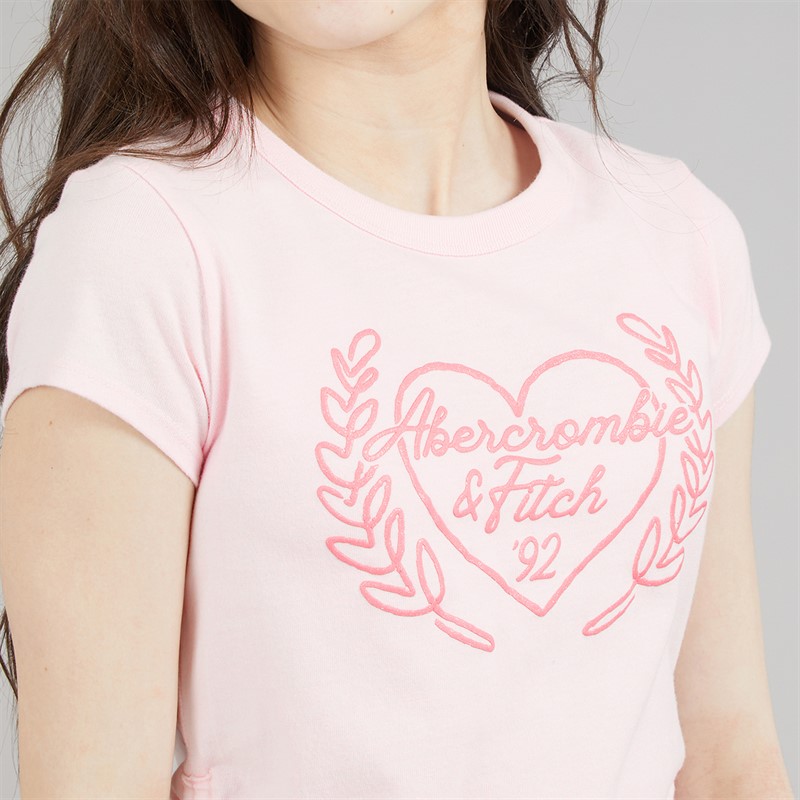 Abercrombie & Fitch Girls Laurel Heart T-Shirt Cradle Pink