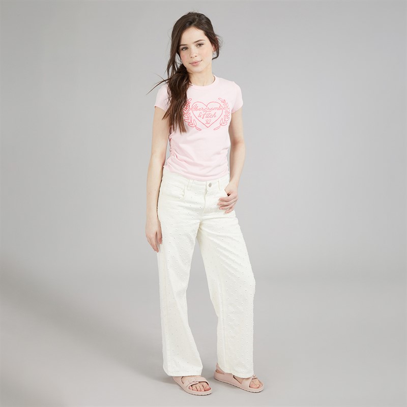 Abercrombie & Fitch Girls Laurel Heart T-Shirt Cradle Pink