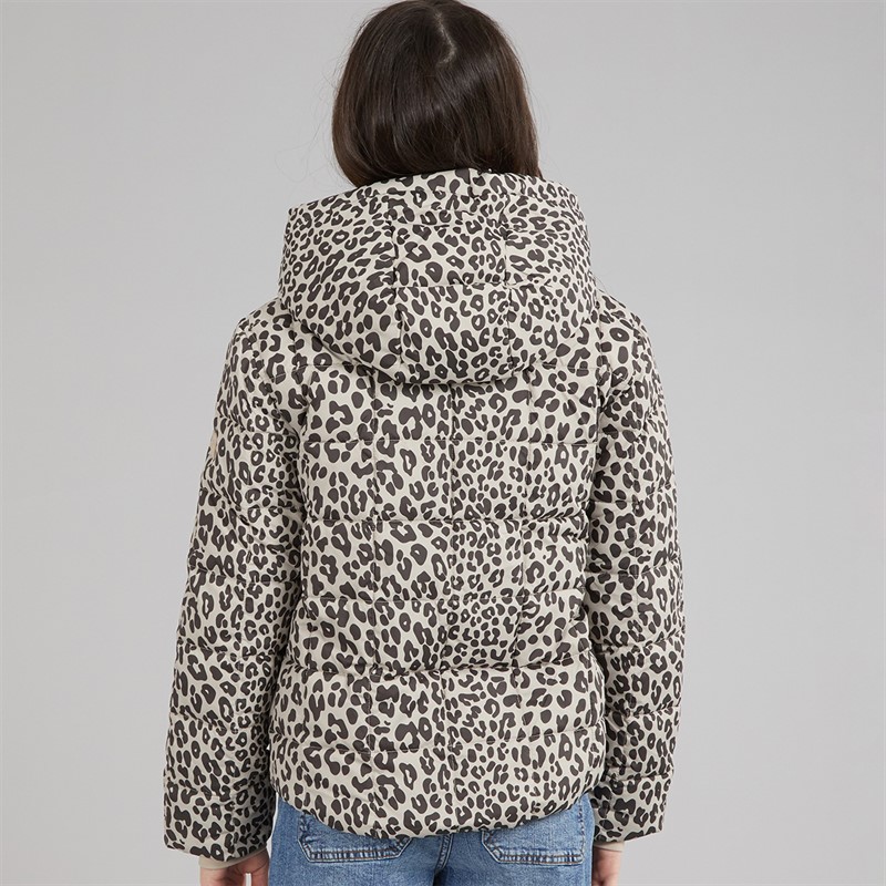 Abercrombie & Fitch Girls Midweight Puffer Jacket Anf Leopard