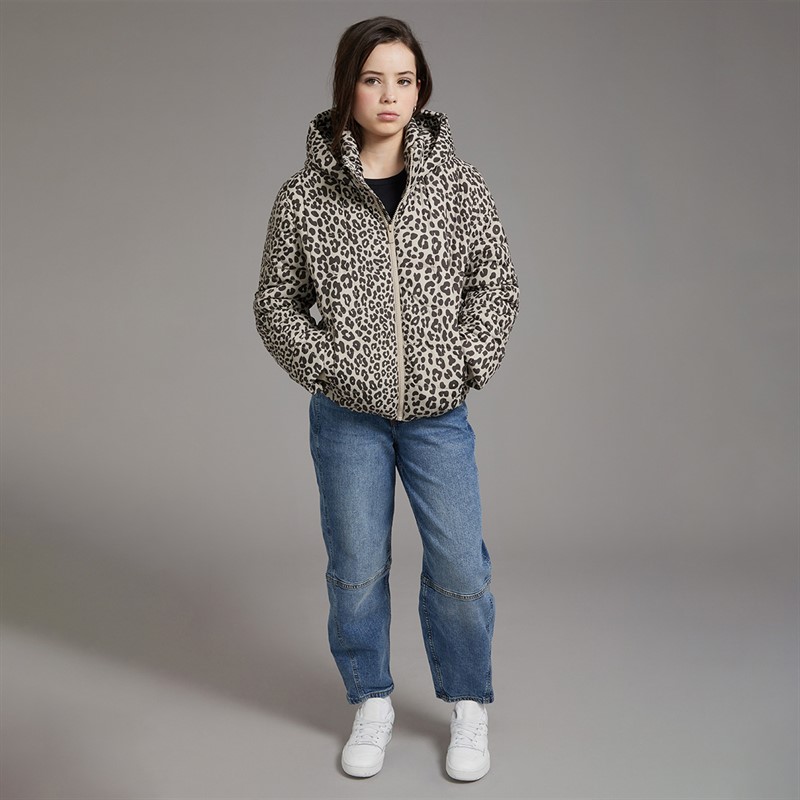 Abercrombie & Fitch Girls Midweight Puffer Jacket Anf Leopard