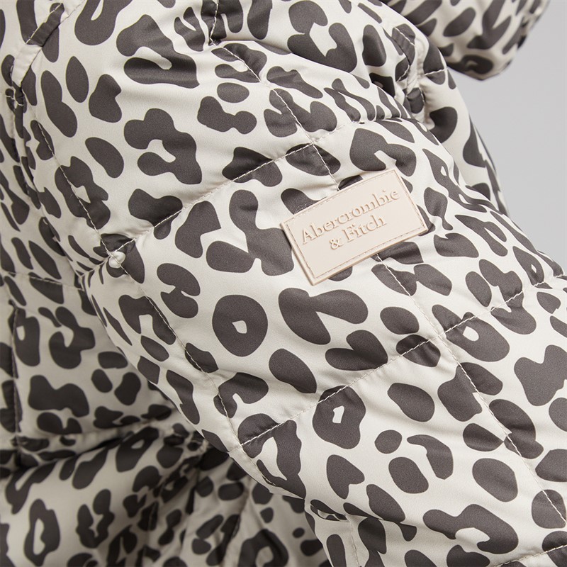 Abercrombie & Fitch Girls Midweight Puffer Jacket Anf Leopard