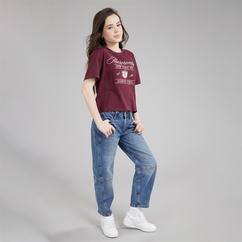 Abercrombie & Fitch Girls High Rise Balloon Jeans Cabin Blues