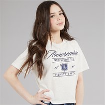 Abercrombie & Fitch Girls Crest T-Shirt Anf Oatmeal Heather