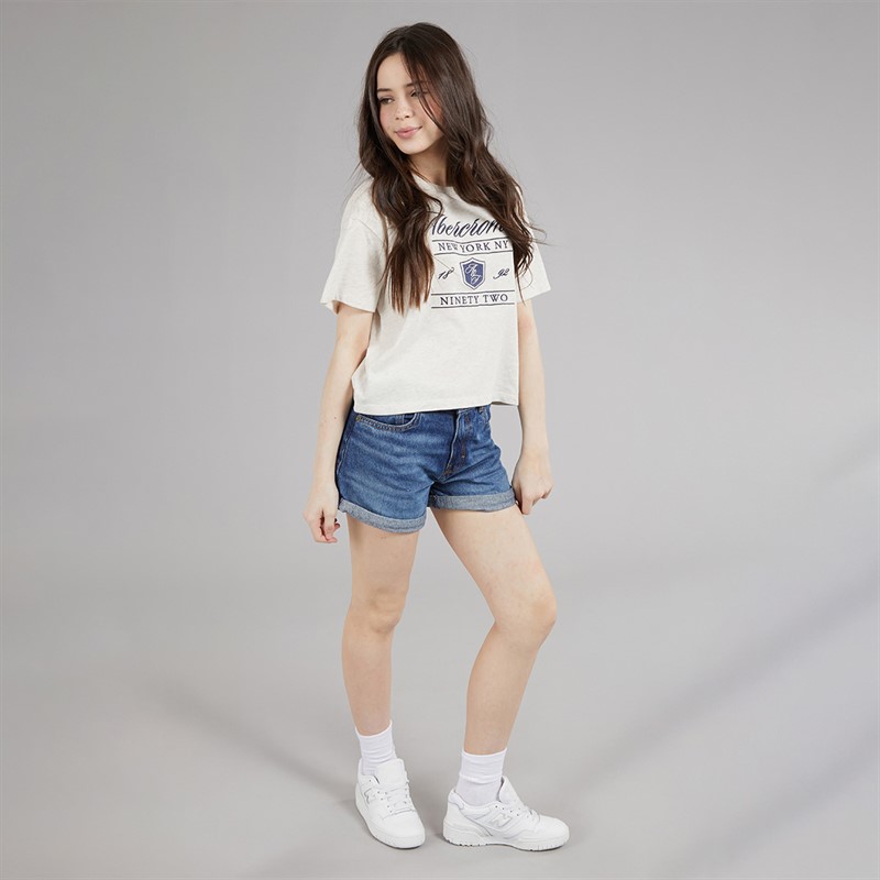 Abercrombie & Fitch Girls Crest T-Shirt Anf Oatmeal Heather