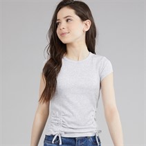 Abercrombie & Fitch Girls Ruched Side Bow T-Shirt Anf Light Grey Heather