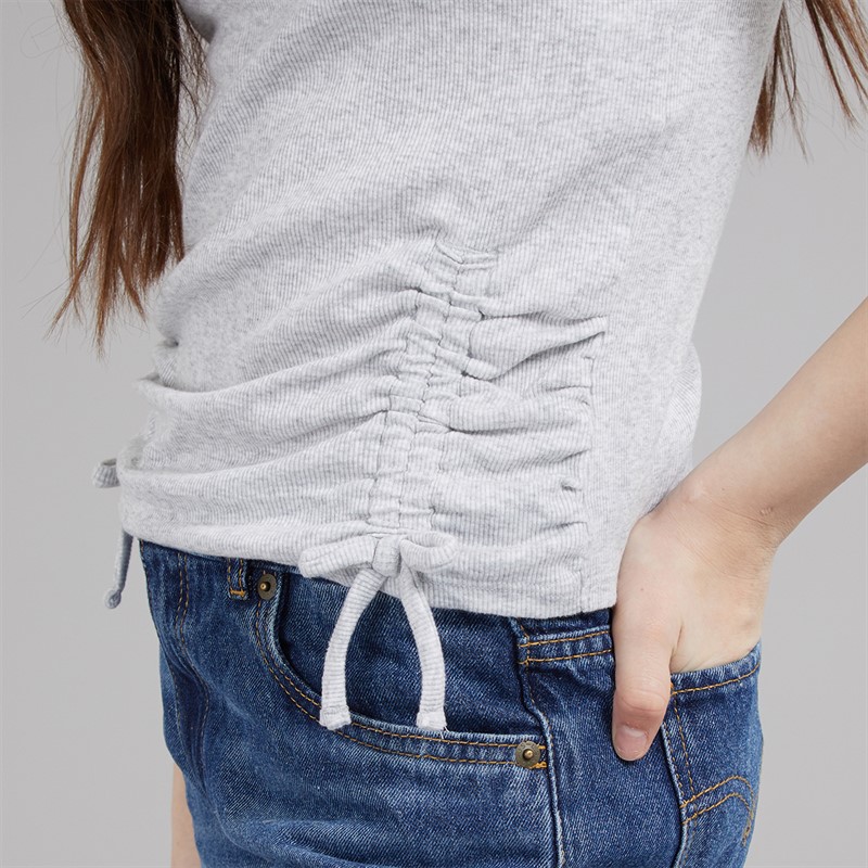 Abercrombie & Fitch Girls Ruched Side Bow T-Shirt Anf Light Grey Heather