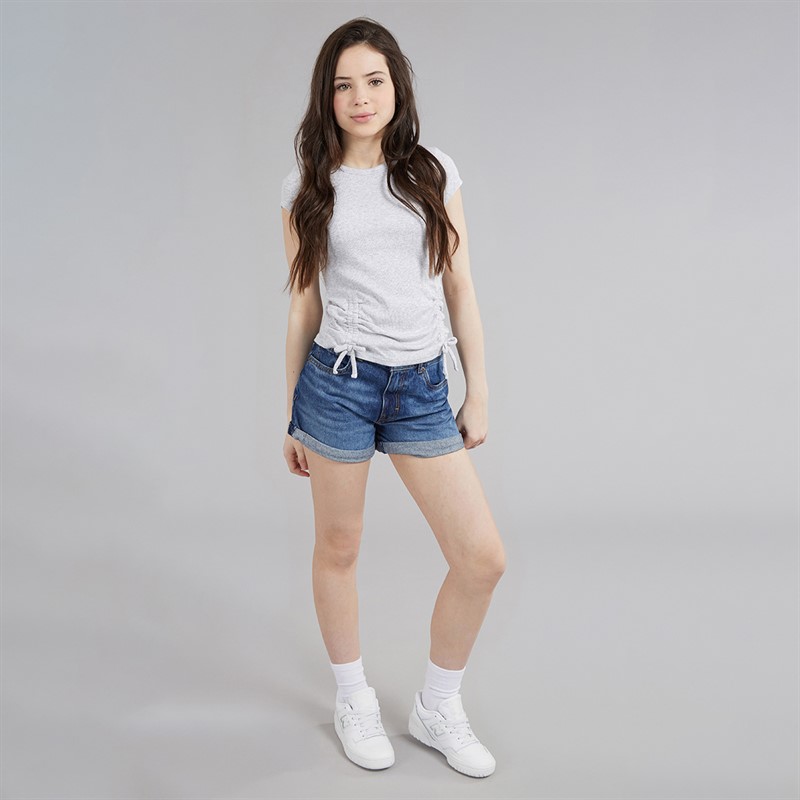 Abercrombie & Fitch Girls Ruched Side Bow T-Shirt Anf Light Grey Heather