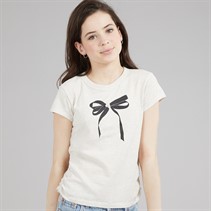 Abercrombie & Fitch Girls Pearl Bow Ruched T-Shirt Anf Oatmeal Heather