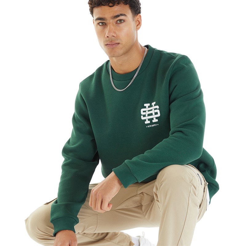 HXTN Supply Mens Allstar Sweatshirt Deep Green