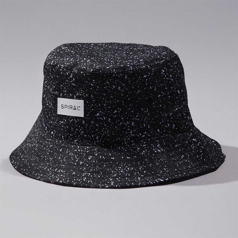 Spiral Mens Bucket Hat Black Speckles - Size OS