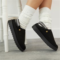 KRUSH Womens Aztec Slingback Slippers Black