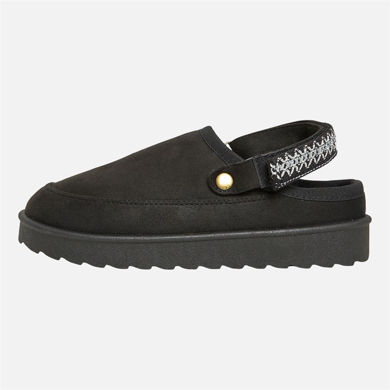 KRUSH Womens Aztec Slingback Slippers Black