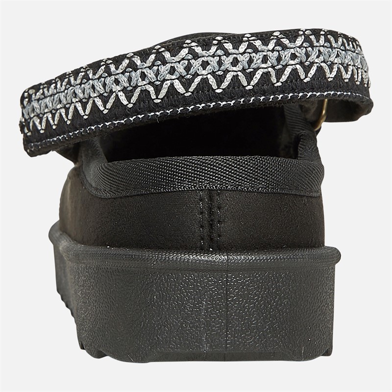 KRUSH Womens Aztec Slingback Slippers Black