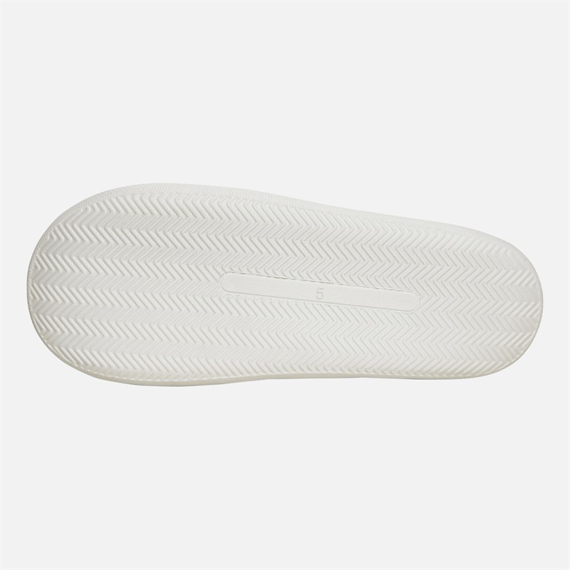 KRUSH Womens Happy Face Mule Slippers White/Pale Blue