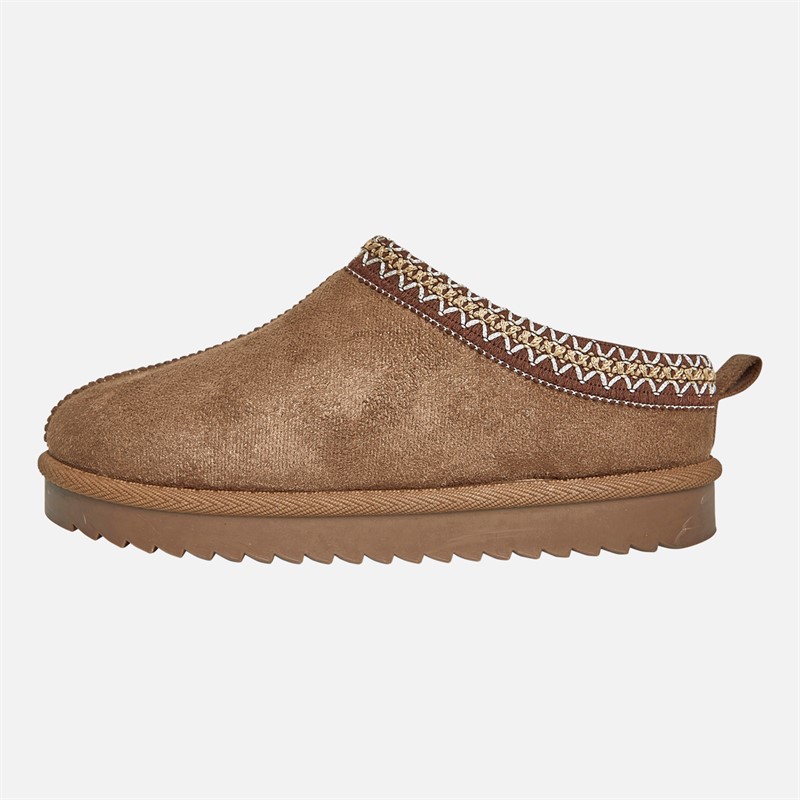 KRUSH Womens Aztec Mule Slippers Khaki