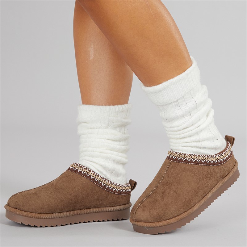 KRUSH Womens Aztec Mule Slippers Khaki