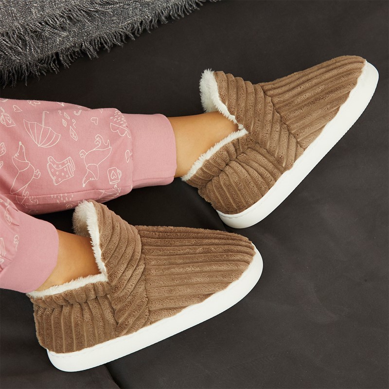 KRUSH Womens Cosy Puffi Slippers Khaki