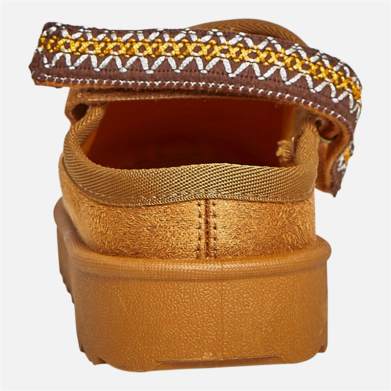 KRUSH Womens Aztec Slingback Slippers Chestnut