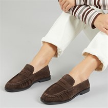 KRUSH Womens Leather Loafers Chocolate