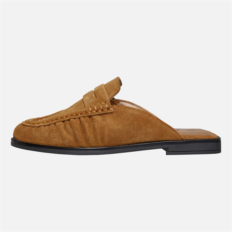 KRUSH Womens Leather Loafer Mules Tan