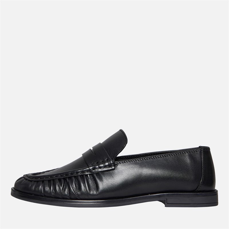 KRUSH Womens Leather Loafers Black