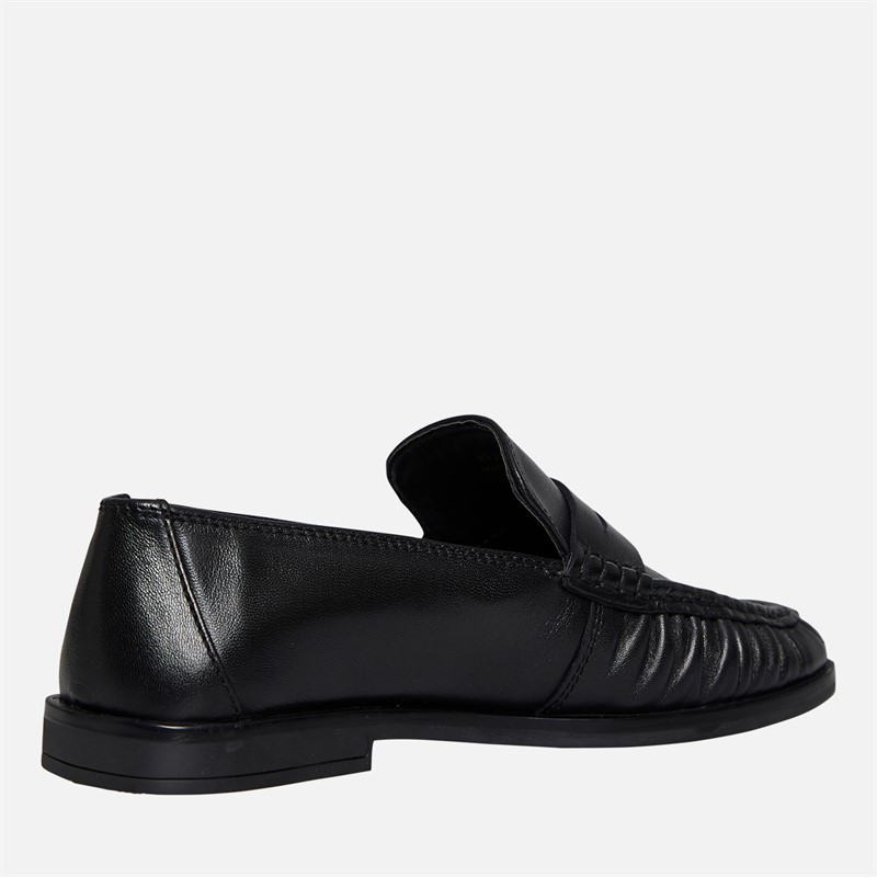 KRUSH Womens Leather Loafers Black