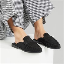 KRUSH Womens Leather Loafer Mules Black