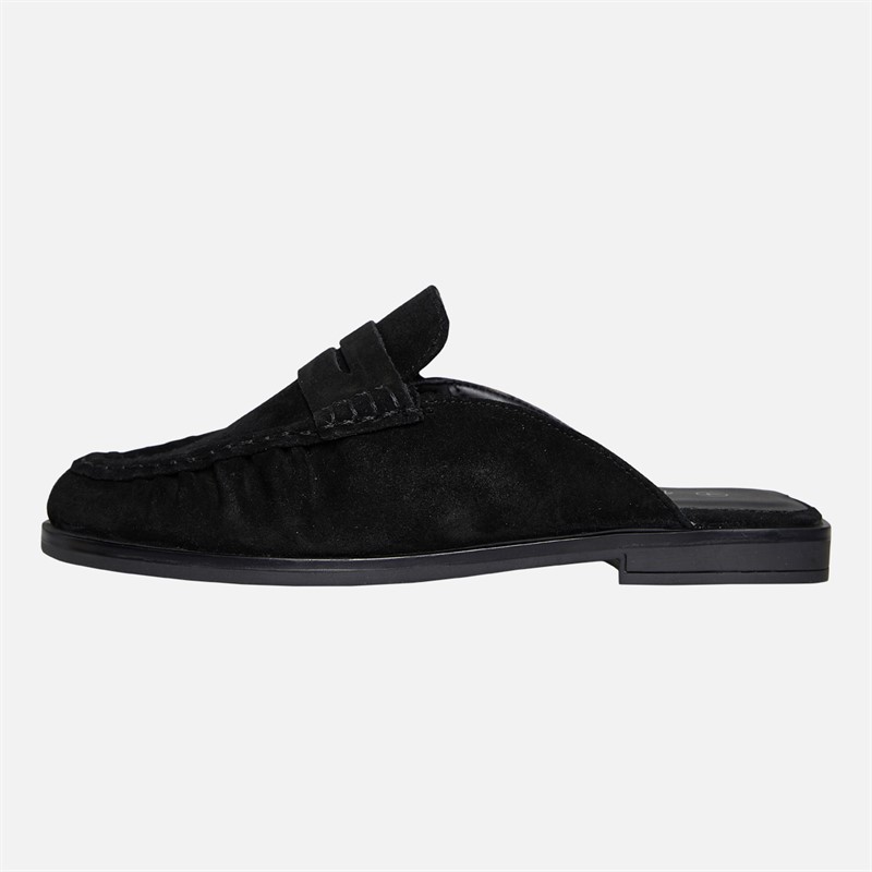 KRUSH Womens Leather Loafer Mules Black