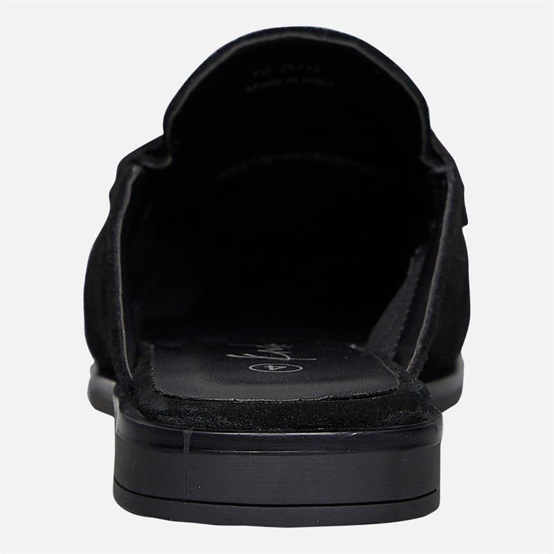 KRUSH Womens Leather Loafer Mules Black