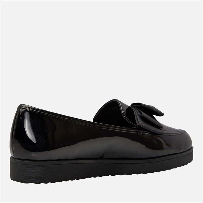 KRUSH Womens Patent Loafers Black Patent Pu