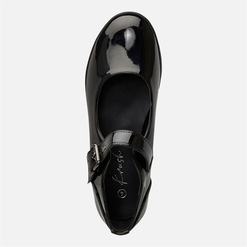 KRUSH Womens Patent Mary Jane Shoes Black Patent Pu