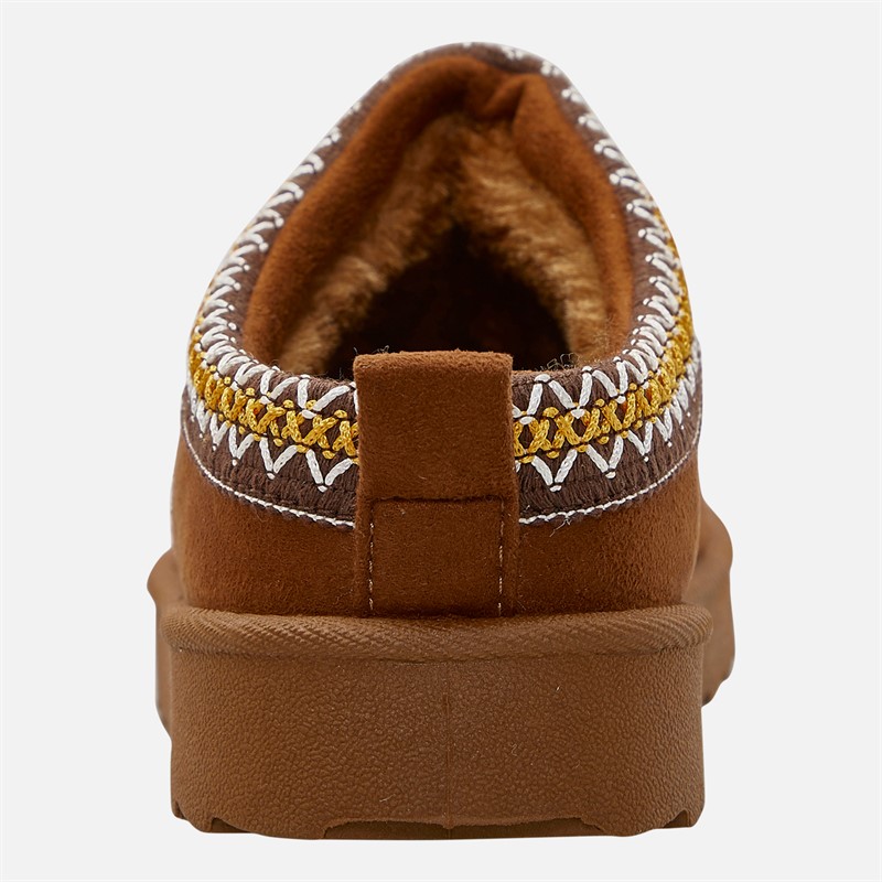 KRUSH Womens Aztec Mule Slippers Chestnut