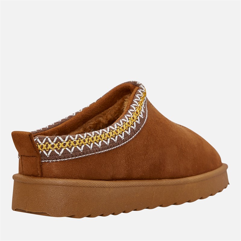 KRUSH Womens Aztec Mule Slippers Chestnut