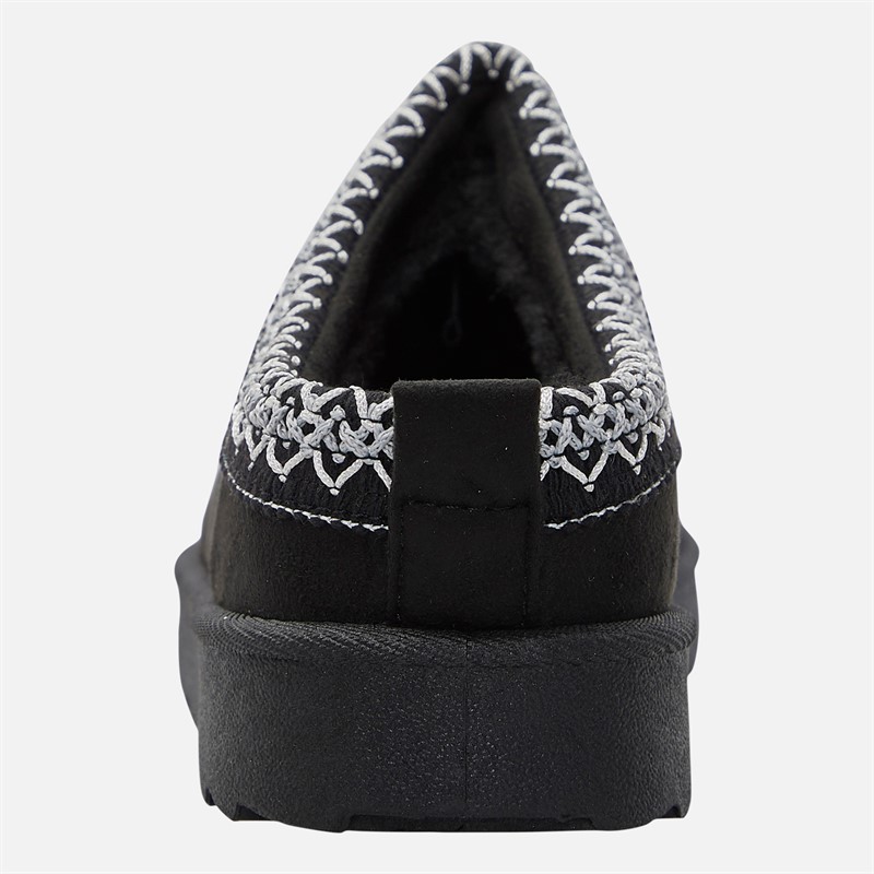 KRUSH Womens Aztec Mule Slippers Black
