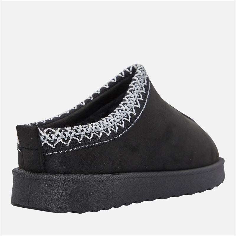 KRUSH Womens Aztec Mule Slippers Black