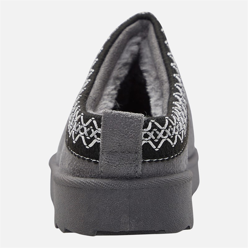 KRUSH Womens Aztec Mule Slippers Charcoal