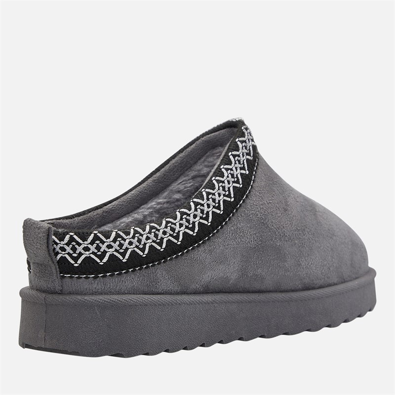 KRUSH Womens Aztec Mule Slippers Charcoal
