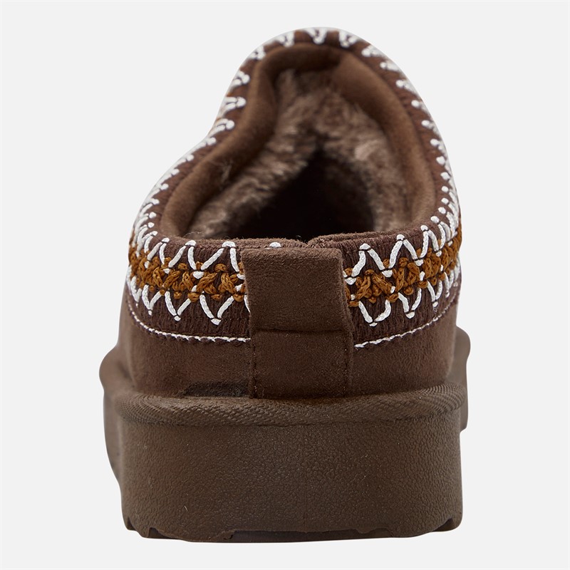 KRUSH Womens Aztec Mule Slippers Brown